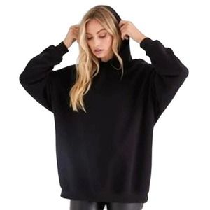 PST by Project Social T Wren Cozy Rib Hoodie Pullover XS/Extra Small Black NWT